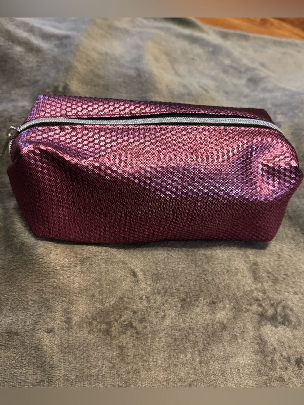Metallic Purple Rectangular Cosmetic Pouch